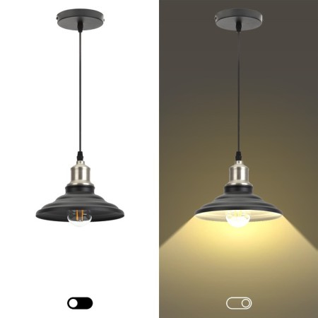 Lamp PL4 BK/BN Metal E27 60W H-pLAFON 13 cm, suspension 80 cm, black-1