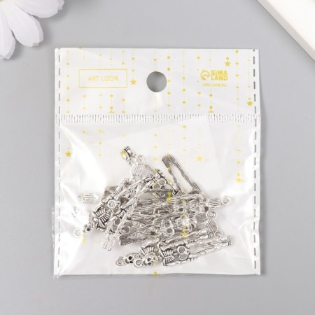 Decor for creativity Metal "Skeleton" silver 3.7x1 cm-5