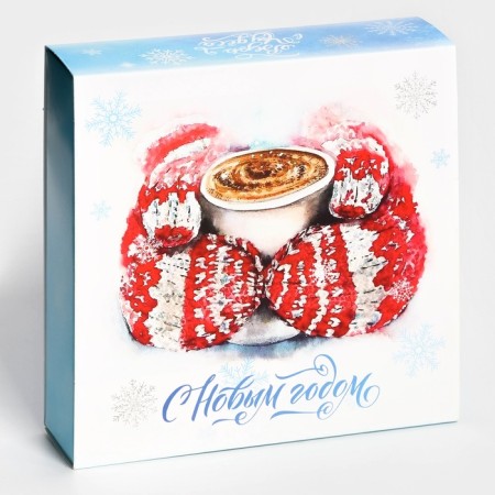 New Year. Box for 9 sweets "Snowflakes", 13.7 x 13.7 x 3.5 cm, confectionery packaging-1