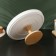 Ceramic dessert stand with a lid-pneaking on a wooden leg Bellatenero, D = 25 cm, white color