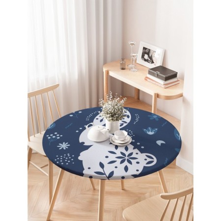 The tablecloth “Scandinavian bunny”, round, oxford, elastic band, size 120x120 cm, diameter 75-100 cm-2