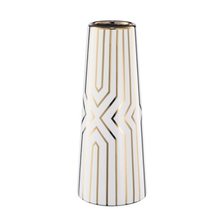 Decorative vase "Art Deco", 12 × 12 × 30 cm, white color with gold