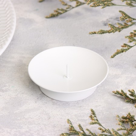 Lotus candlestick metal per 1 candle, 7.5x2 cm, white-1