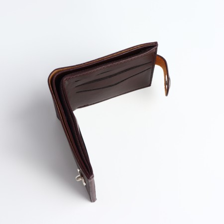 Male purse for magnet, department for cards, coins, brown color-4