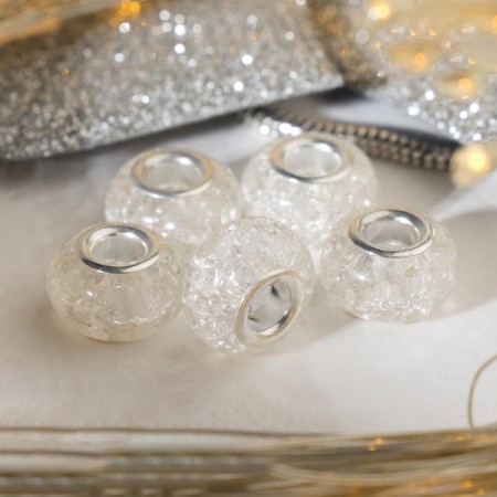 Busina "Sugar quartz", white color in silver-2