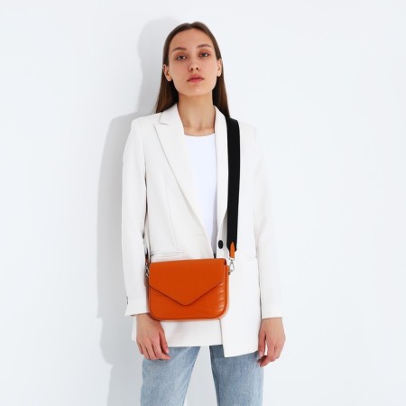Women's bag Fabula on a magnet, long belt, orange color-8