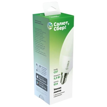 Smart lamp SBER C37 SBDV-00020, E14, 5.5 W, 470 lm, Wi-Fi, color, adjustment-1