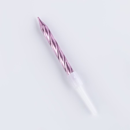 Candles in the cake "Spiral", 10 pcs, medium, 5 cm, pink metallic-7