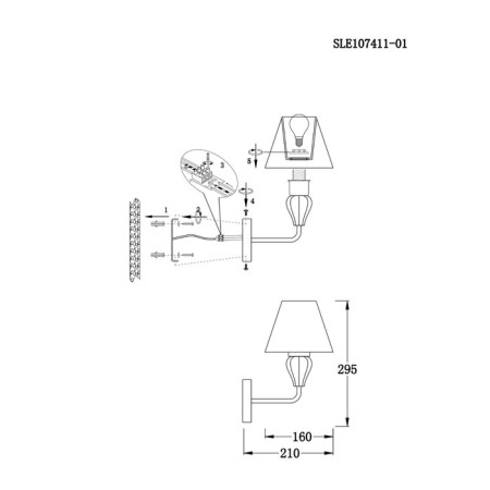 Wall lamp EVOLUCE. Sle107411-01. Dalida. 1x60 watts, E14, 16x29.5 cm, chromium color-6