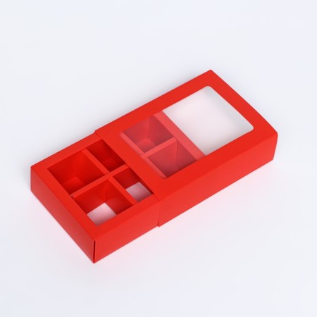 Box for sweets 6 pcs, scarlet, 13.7 x 9.85 x 3.86 cm-2