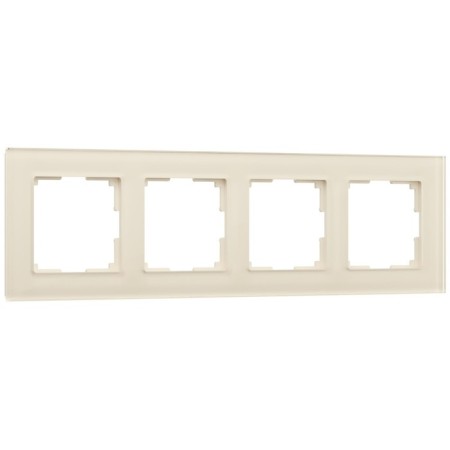 Frame W0041141, 4 Favorit sockets, milk, glass