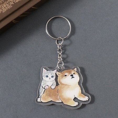 Acryl keychain bilateral "dog with a kitten" 4x5x0.4 cm-2