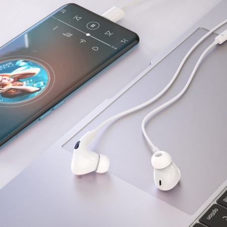 Hoco M101 Pro headphones, wired, vacuum, Type-C, 1.2 m, white-4