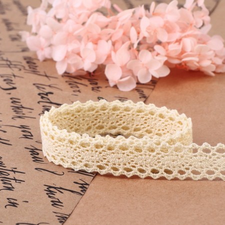 Knitted lace, 15 mm × 10 ± 1 m, beige color-2