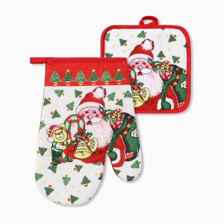 New Year. Kitchen set of 2 perm of the share "Holidays" Take 17*17cm, mittens-castle 26*16cm, 100%p/e