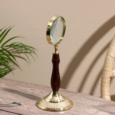 Lupa table souvenir "ari" wood, brass 25 cm-3