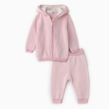 Kit for children (jumper, trousers), pink/white color, height 68 cm