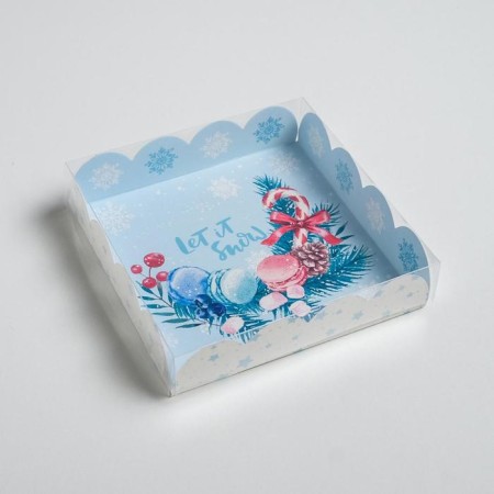 Box for confectionery products with PVC Vorosty Morning, 13 x 13 x 3 cm, New Year-2
