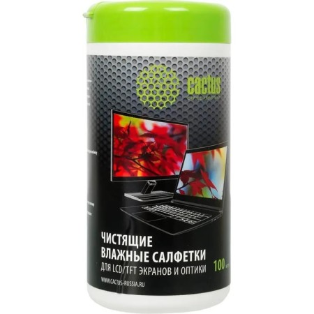 Napkins for cleaning the CACTUS CS-T1001 technique, wet, for screens, bank, 100 pcs-1