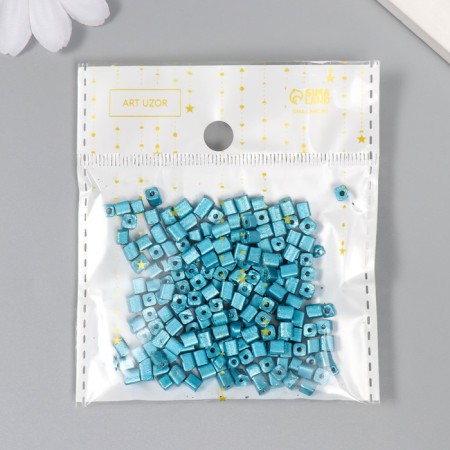 Cube glass 4x4 mm "metallic. Blue" set 20 grams-2