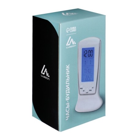 Alarm clock Luazon LB-02 "Obelisk", clock, date, temperature, backlight, white-5