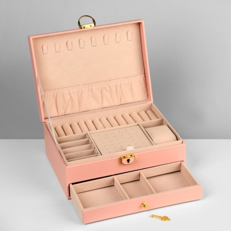 Steam for jewelry "Casket" 2 tiers, 17 × 23 × 10 cm, pink color-3