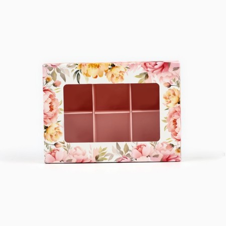 Folding box under 6 sweets "Flowers", 13.5 x 9.8 x 3.8 cm-1
