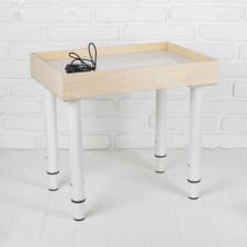 Sand drawing table, 35 × 50 cm, plywood, plexiglass, white backlight