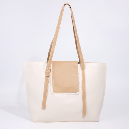 Zipper bag with lightning, beige color