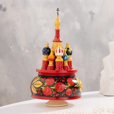 Musical souvenir "Temple", Hochloma Black with a firebird manual painting-2