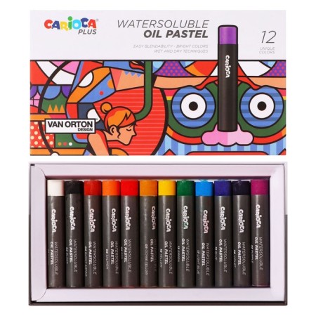 Oil pastel 12 colors, carioca plus, bright opaque colors, watercolor effect, cardboard packaging