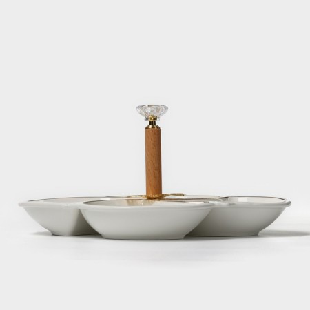 Menzhitsa ceramic 4 cells "Bohemia", 21 × 3.3 cm, white color-2