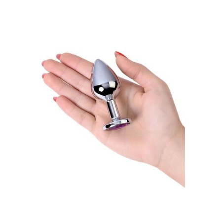 Anal plug with the Toyfa Metal rhinestone, silver, amethyst, 8 cm, d = 3.4 cm-4