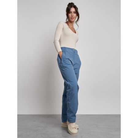 Warmed female trousers, size 44, blue color-14