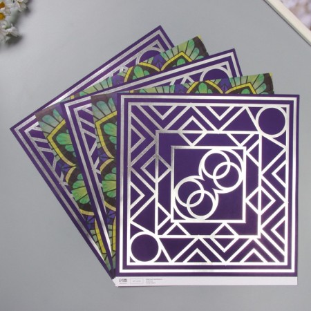 D/scrap paper bilateral "eclecticism silver and mehendi" 180 grams set 5 pcs 30.5x32cm-1