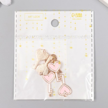 Decor for creativity metal, enamel "Clay with heart" white-pink 1.3x2.3 cm-4