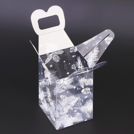 New Year. Box Gift New Year's Folding PVC Metel 12 x 7 x 7 cm.-3