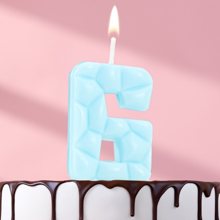 Candle for the cake "ice", the number "6, blue