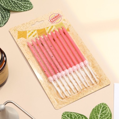 Candles for the Cake "Brilliant Party", 10 pcs, pink-4