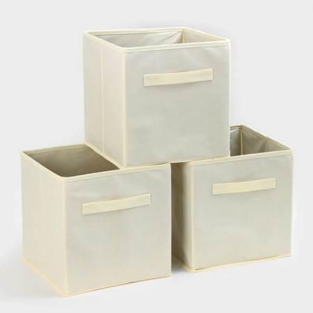 Storage box, 28 × 28 × 28 cm, set 3 pcs, milk color