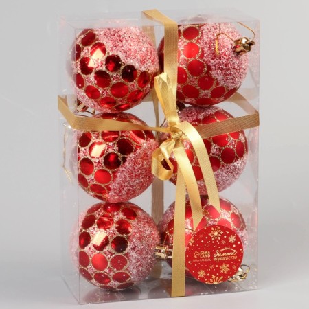 Set of balls plastic D-7 cm, 6 pcs "Surprise" Red-1