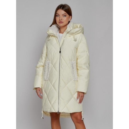 Coat insulated winter female, size 50, color light yellow-7