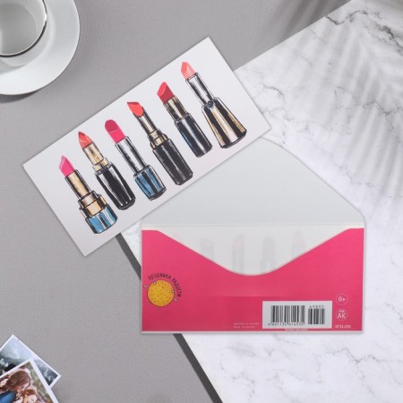 Money envelope "Universal" embossing, lipsticks, 8.3x16.7 cm,
