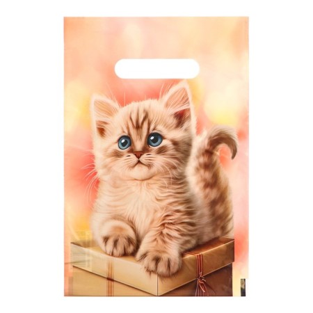 Package "Gift with a cat", polyethylene with a cut pen, 20x30 cm, 30 μm