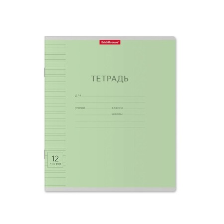 Notebook 12 sheets in a narrow ruler, Erichkrause Visio "Classic", cover coated a cardboard, an offset block, green-4