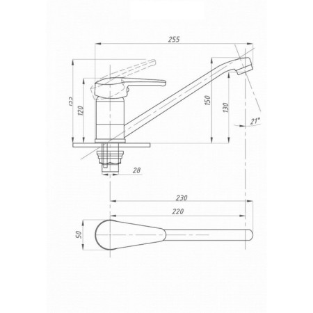 FAUZT FZS-805-131 kitchen mixer, single-leaf, pour length 220 mm, chrome-3