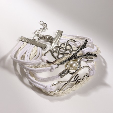 Bracelet Skin "Magic of Signs" Paris, 6 threads, white color, l = 20 cm-1