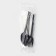 A set of plastic disposable cutlery, 4 objects: fork, tablespoon, knife, white napkin, 16.5 cm, black color