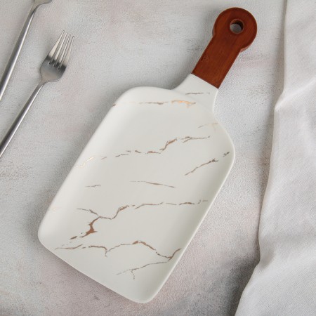 Ceramic dish for the supply "Marbl", 24 × 15.5 cm, white color-1