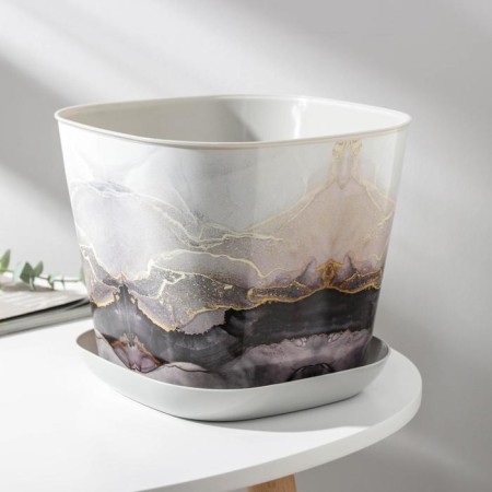 Pot with the pallet "Marble", 5 l, the color is light gray